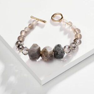 Summer Clearance! Smoky Quartz & Crystal Bead Bracelet Artisan Coastal Luxe
